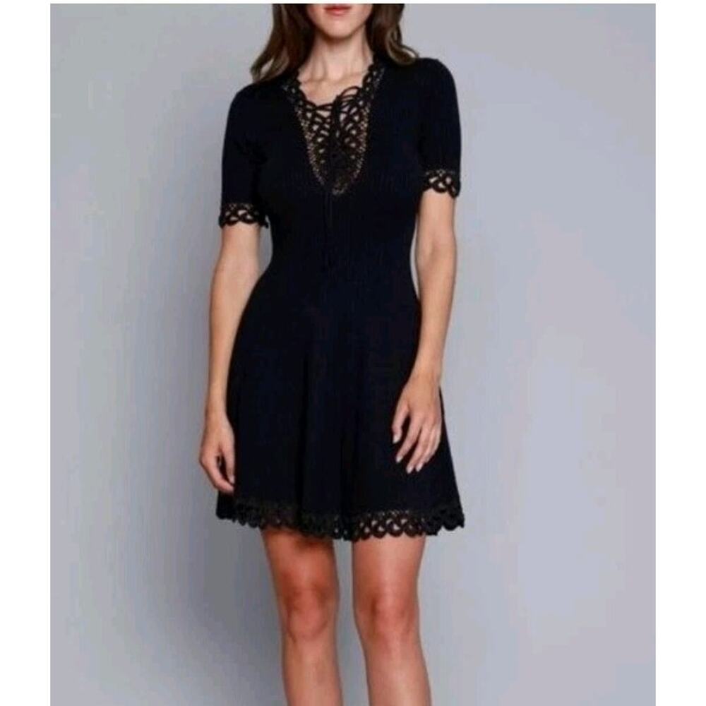 NWT Jonathan Simkhai Compact Crochet Deep V Dress Size XS